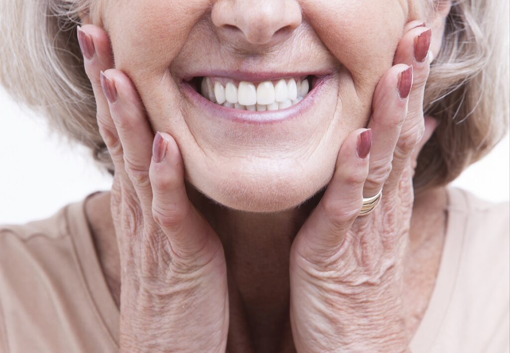 Senior woman wearing dentures